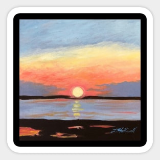 Bay View Sunset Acrylic Painting Sticker